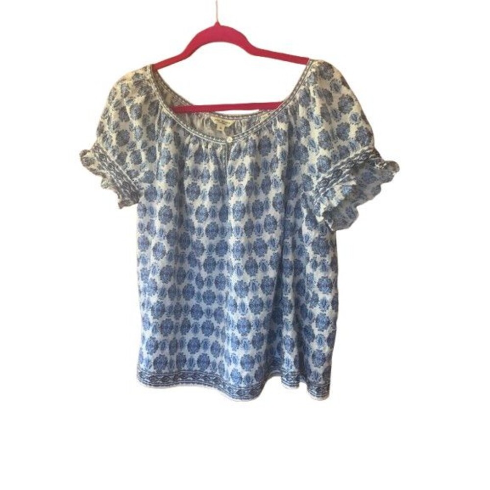 Max Studio Split Neck Ruffle Sleeve Top Sz XL - Picture 2 of 4